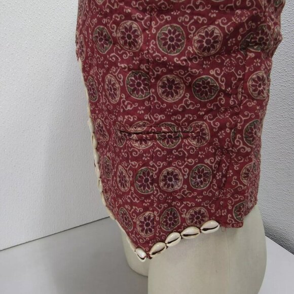 NEW MAISON HOTEL Womens Dylan Shell Trimmed Boho Vest Maroon - Picture 4 of 11